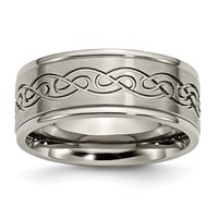 Chisel Titanium Brushed Center 9mm Scroll Design Band view 1