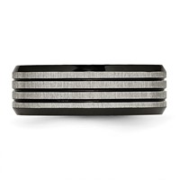 Titanium Brushed & Polished Black IP-plated Striped 8mm Band view 3