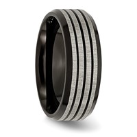 Titanium Brushed & Polished Black IP-plated Striped 8mm Band view 4