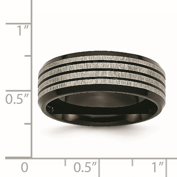 Titanium Brushed & Polished Black IP-plated Striped 8mm Band