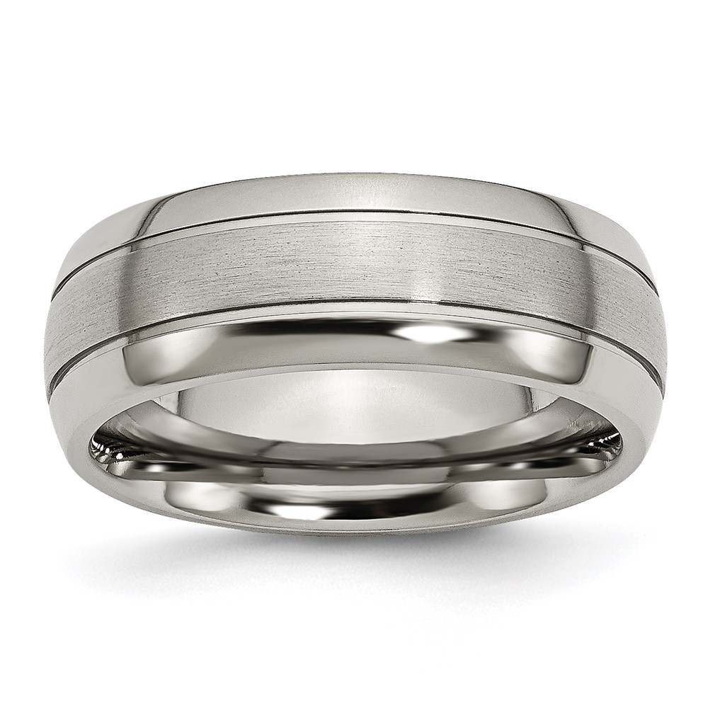 Chisel Titanium Brushed and Polished 8mm Grooved Band | J.C.'s Jewelry