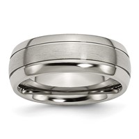 Chisel Titanium Brushed and Polished 8mm Grooved Band view 1
