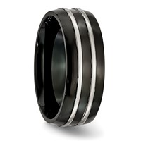 Titanium Grooved 8mm Black IP-plated Brushed & Polished Band view 4