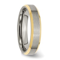 Chisel Titanium Brushed Yellow IP-plated 5mm Beveled Edge Band view 4