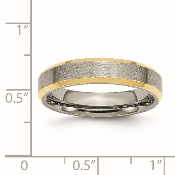 Chisel Titanium Brushed Yellow IP-plated 5mm Beveled Edge Band