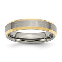 Chisel Titanium Brushed Yellow IP-plated 5mm Beveled Edge Band view 1