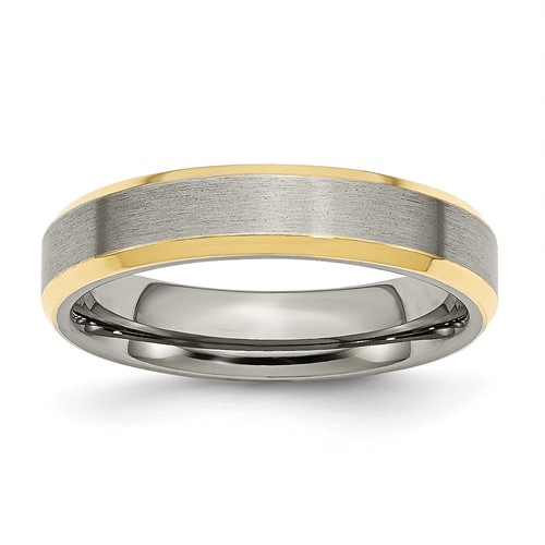 Chisel Titanium Brushed Yellow IP-plated 5mm Beveled Edge Band