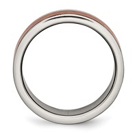 Chisel Titanium Brushed Center Brown IP-plated 8mm Grooved Edge Band view 2