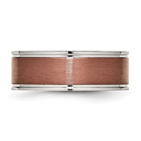 Chisel Titanium Brushed Center Brown IP-plated 8mm Grooved Edge Band view 3