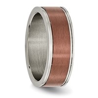 Chisel Titanium Brushed Center Brown IP-plated 8mm Grooved Edge Band view 4