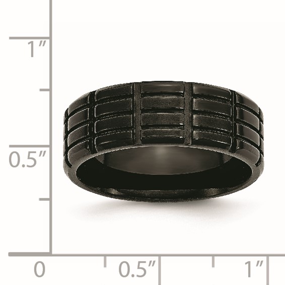 Chisel Titanium Brushed Black IP-plated 8mm Grooved Band
