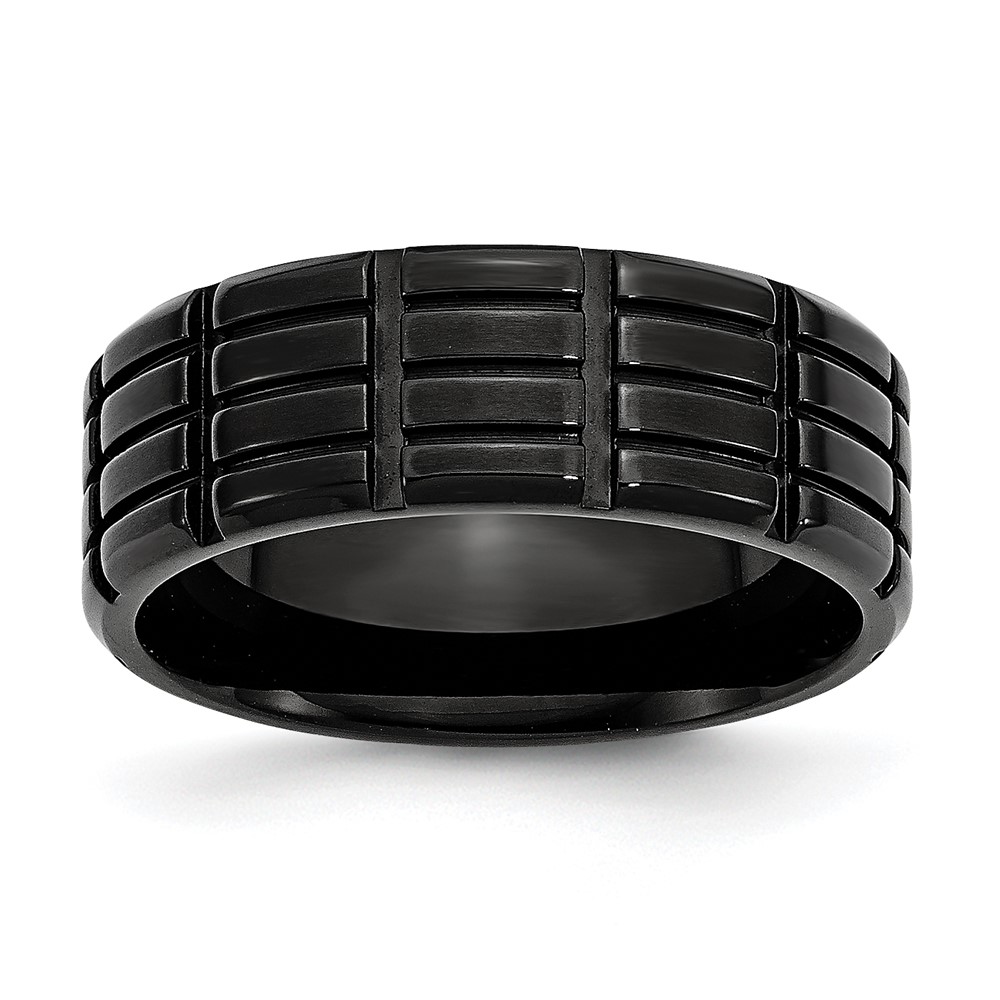 Titanium Brushed Black IP-plated 8mm Grooved Band