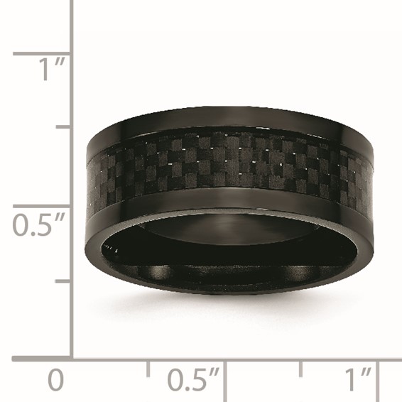 Chisel Titanium Polished Black IP-plated with Carbon Fiber Inlay 9mm Band
