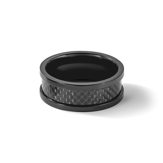 Chisel Titanium Polished Black IP-plated with Carbon Fiber Inlay 9mm Band