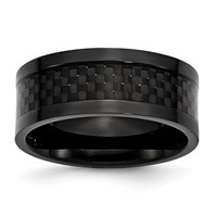 Chisel Titanium Polished Black IP-plated Band with Carbon Fiber Inlay 9mm view 1