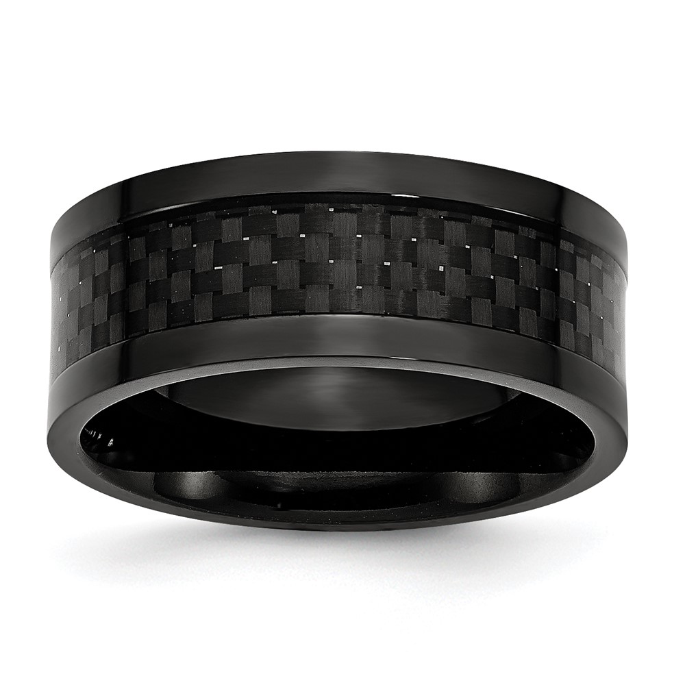 Titanium Polished Black IP-plated w/Carbon Fiber Inlay 9mm Band