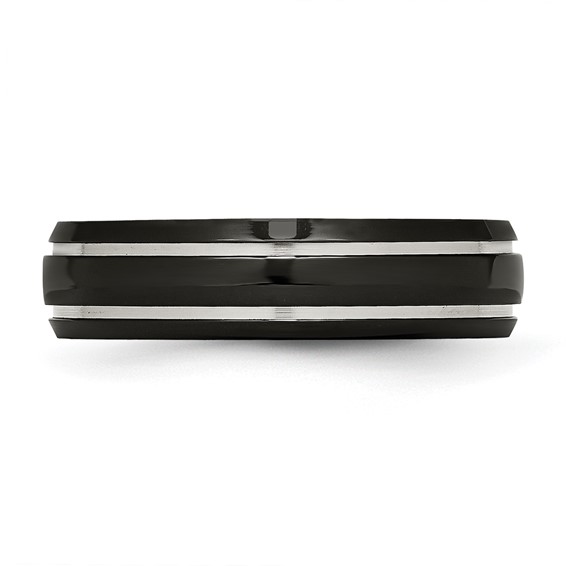 Chisel Titanium Polished Black IP-plated 6mm Grooved Band