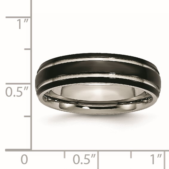 Chisel Titanium Polished Black IP-plated 6mm Grooved Band