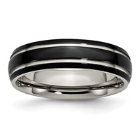 Chisel Titanium Polished Black IP-plated 6mm Grooved Band view 1