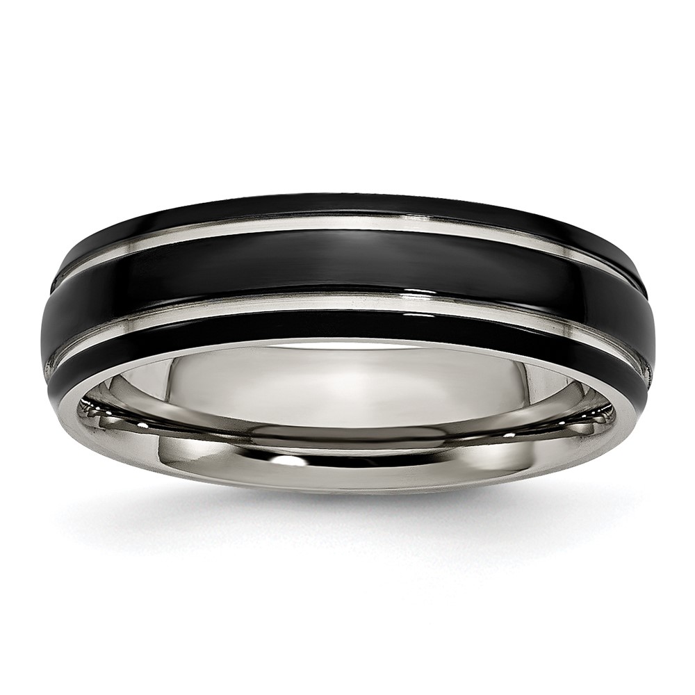 Titanium Polished Black IP-plated 8mm Grooved Band