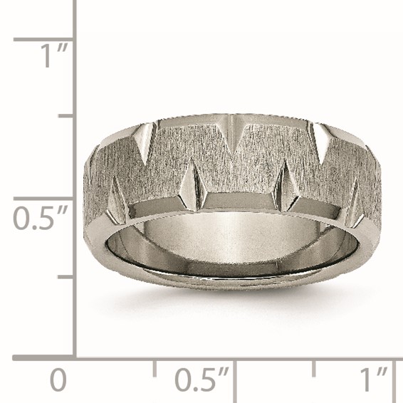 Titanium Beveled Edge Notched 8mm Brushed Band