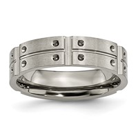 Titanium Brushed and Polished 6mm Grooved Band view 1