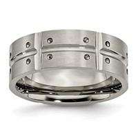 Titanium Brushed and Polished 8mm Grooved Band view 1