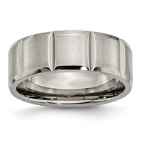 Chisel Titanium Satin and Polished 8mm Grooved Band view 1