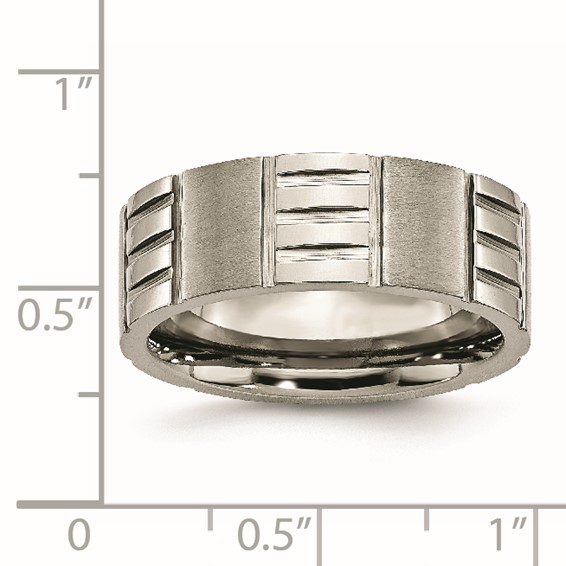 Titanium Satin and Polished 8mm Notched Band