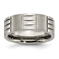 Titanium Satin and Polished 8mm Notched Band view 1