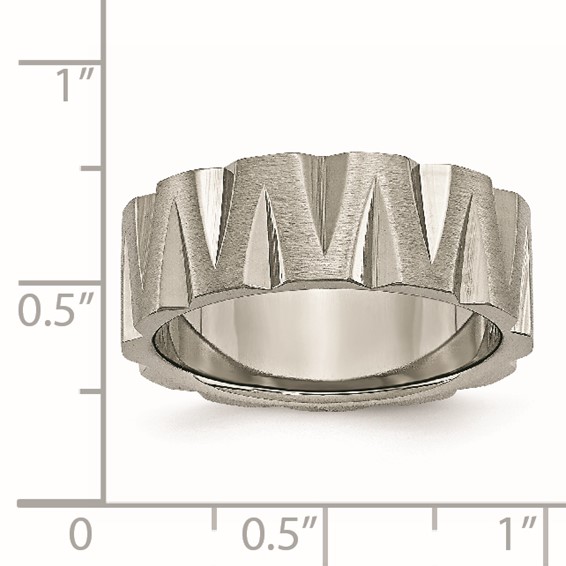 Titanium Satin and Polished 8mm Notched Band