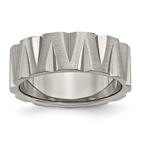 Titanium Satin and Polished 8mm Notched Band view 1