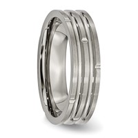 Titanium Polished and Satin 6mm Grooved Band view 4
