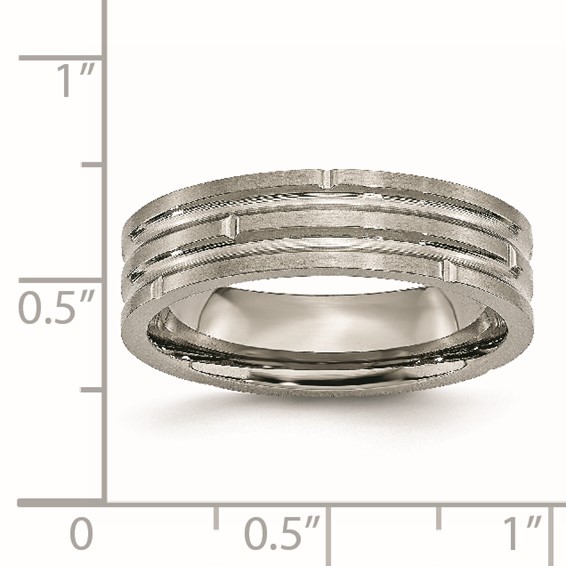 Titanium Polished and Satin 6mm Grooved Band