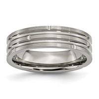 Titanium Polished and Satin 6mm Grooved Band view 1