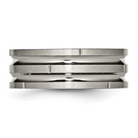 Chisel Titanium Polished and Satin 8mm Grooved and Notched Band view 3