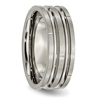Chisel Titanium Polished and Satin 8mm Grooved and Notched Band view 4
