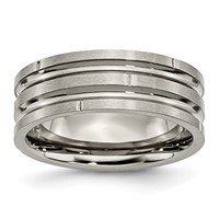 Chisel Titanium Polished and Satin 8mm Grooved and Notched Band view 1