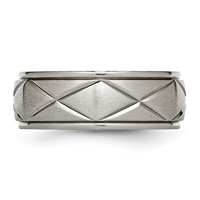Titanium Polished X-Design 8mm Satin Center Ridged Edge Band view 3