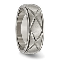 Titanium Polished X-Design 8mm Satin Center Ridged Edge Band view 4