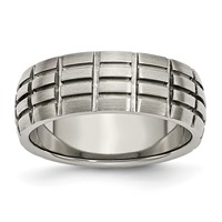 Titanium Satin 8mm Notched and Grooved Band view 1