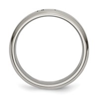 Chisel Titanium Brushed Center Cross Design 6mm Beveled Edge Band view 2