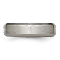 Chisel Titanium Brushed Center Cross Design 6mm Beveled Edge Band view 3