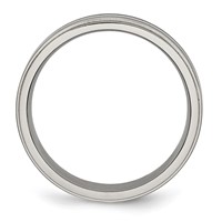 Chisel Titanium Brushed Center Black Enamel 6mm Ridged Edge Band view 2