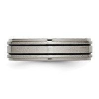 Chisel Titanium Brushed Center Black Enamel 6mm Ridged Edge Band view 3