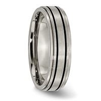 Chisel Titanium Brushed Center Black Enamel 6mm Ridged Edge Band view 4