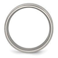 Chisel Titanium Satin Center Black Enamel 8mm Ridged Edge Band view 2