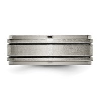 Chisel Titanium Satin Center Black Enamel 8mm Ridged Edge Band view 3
