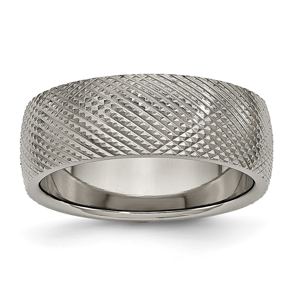 Chisel Titanium Polished and Textured 8mm Band