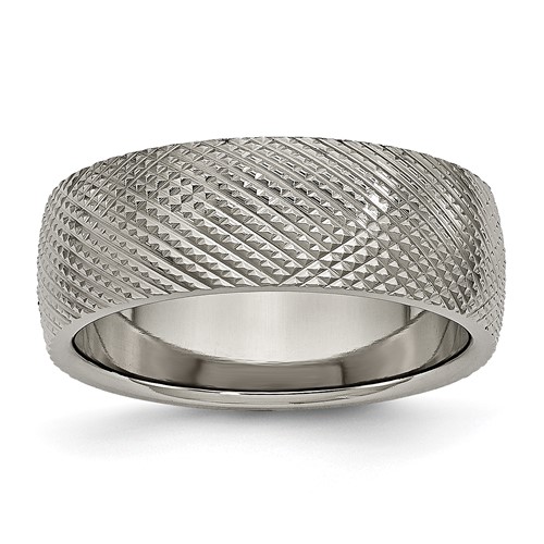 Chisel Titanium Polished and Textured 8mm Band